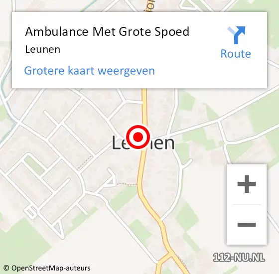 Locatie op kaart van de 112 melding: Ambulance Met Grote Spoed Naar Leunen op 18 december 2017 09:31