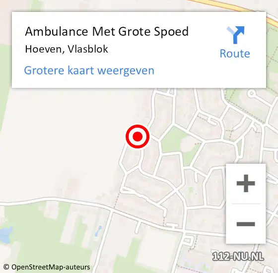 Locatie op kaart van de 112 melding: Ambulance Met Grote Spoed Naar Hoeven, Vlasblok op 18 december 2017 09:33