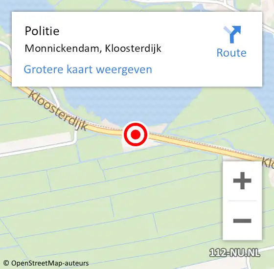 Locatie op kaart van de 112 melding: Politie Monnickendam, Kloosterdijk op 18 december 2017 09:56