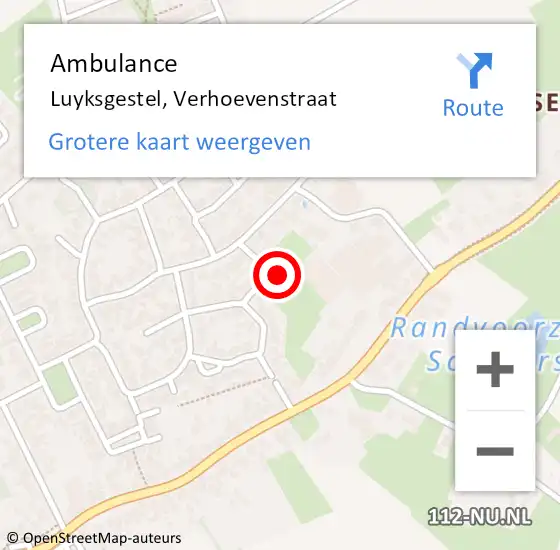 Locatie op kaart van de 112 melding: Ambulance Luyksgestel, Verhoevenstraat op 18 december 2017 10:01