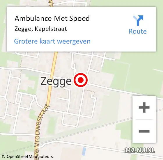 Locatie op kaart van de 112 melding: Ambulance Met Spoed Naar Zegge, Kapelstraat op 18 december 2017 10:09