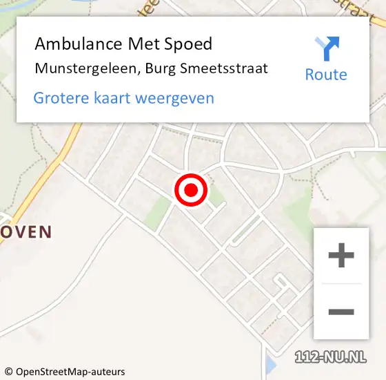 Locatie op kaart van de 112 melding: Ambulance Met Spoed Naar Munstergeleen, Burg Smeetsstraat op 10 februari 2014 11:16