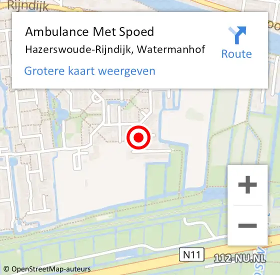 Locatie op kaart van de 112 melding: Ambulance Met Spoed Naar Hazerswoude-Rijndijk, Watermanhof op 18 december 2017 10:52