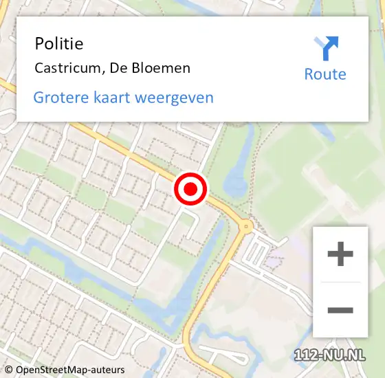 Locatie op kaart van de 112 melding: Politie Castricum, De Bloemen op 18 december 2017 11:11