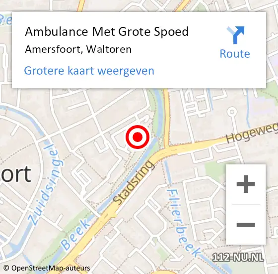 Locatie op kaart van de 112 melding: Ambulance Met Grote Spoed Naar Amersfoort, Waltoren op 18 december 2017 11:40