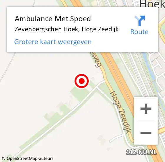 Locatie op kaart van de 112 melding: Ambulance Met Spoed Naar Zevenbergschen Hoek, Hoge Zeedijk op 18 december 2017 11:46