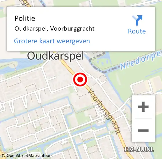 Locatie op kaart van de 112 melding: Politie Oudkarspel, Voorburggracht op 18 december 2017 12:00