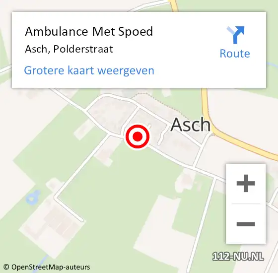 Locatie op kaart van de 112 melding: Ambulance Met Spoed Naar Asch, Polderstraat op 18 december 2017 12:13