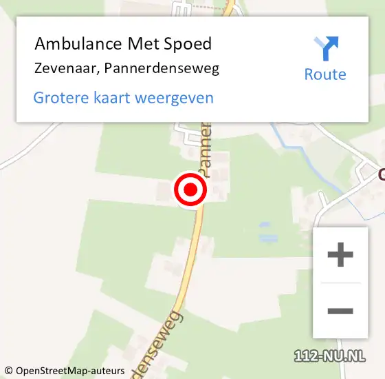 Locatie op kaart van de 112 melding: Ambulance Met Spoed Naar Zevenaar, Pannerdenseweg op 18 december 2017 12:13