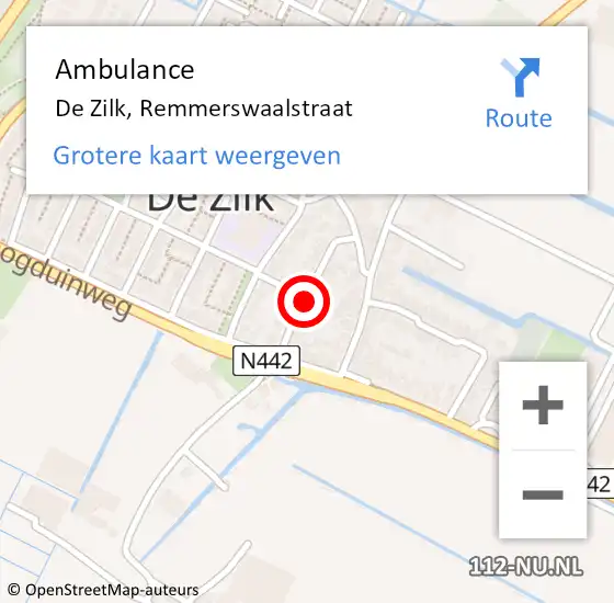 Locatie op kaart van de 112 melding: Ambulance De Zilk, Remmerswaalstraat op 18 december 2017 12:33