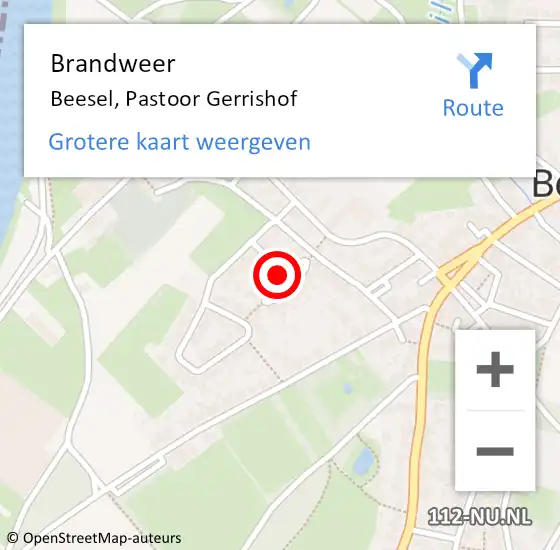 Locatie op kaart van de 112 melding: Brandweer Beesel, Pastoor Gerrishof op 18 december 2017 12:41