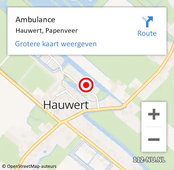 Locatie op kaart van de 112 melding: Ambulance Hauwert, Papenveer op 18 december 2017 13:14