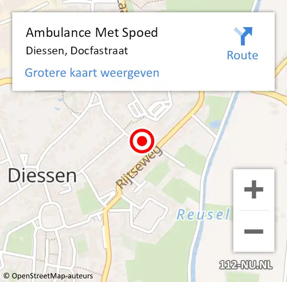 Locatie op kaart van de 112 melding: Ambulance Met Spoed Naar Diessen, Docfastraat op 18 december 2017 13:22