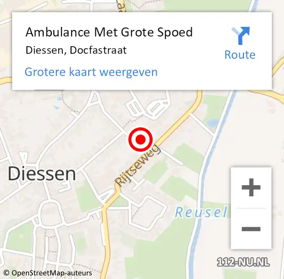 Locatie op kaart van de 112 melding: Ambulance Met Grote Spoed Naar Diessen, Docfastraat op 18 december 2017 13:37