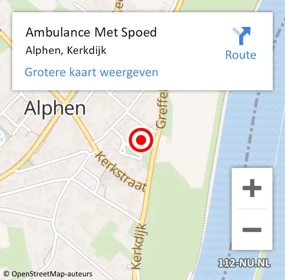 Locatie op kaart van de 112 melding: Ambulance Met Spoed Naar Alphen, Kerkdijk op 18 december 2017 13:38