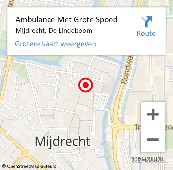 Locatie op kaart van de 112 melding: Ambulance Met Grote Spoed Naar Mijdrecht, De Lindeboom op 18 december 2017 13:54