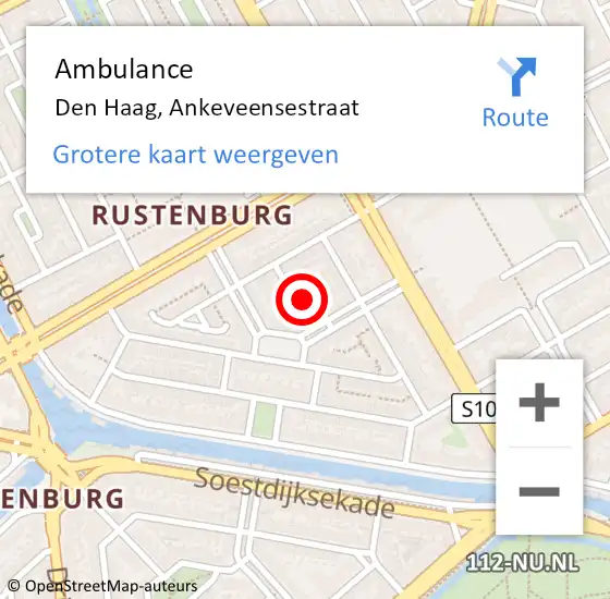 Locatie op kaart van de 112 melding: Ambulance Den Haag, Ankeveensestraat op 18 december 2017 14:04