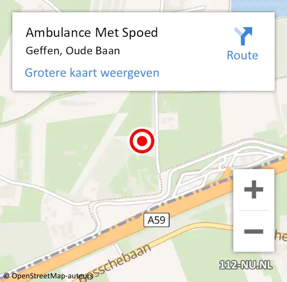 Locatie op kaart van de 112 melding: Ambulance Met Spoed Naar Geffen, Oude Baan op 18 december 2017 15:07