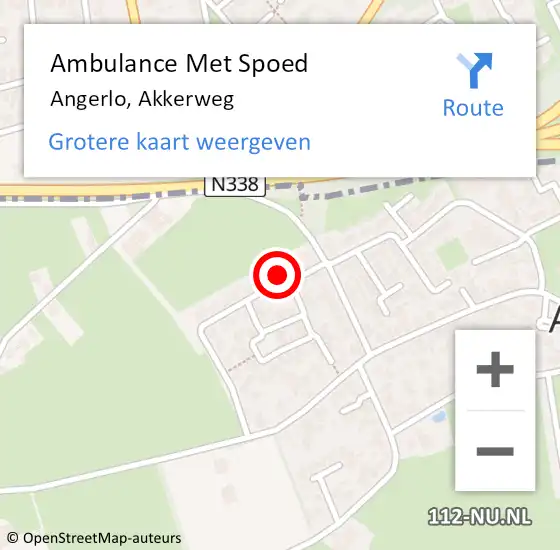 Locatie op kaart van de 112 melding: Ambulance Met Spoed Naar Angerlo, Akkerweg op 18 december 2017 15:23