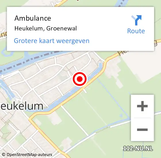 Locatie op kaart van de 112 melding: Ambulance Heukelum, Groenewal op 18 december 2017 15:48