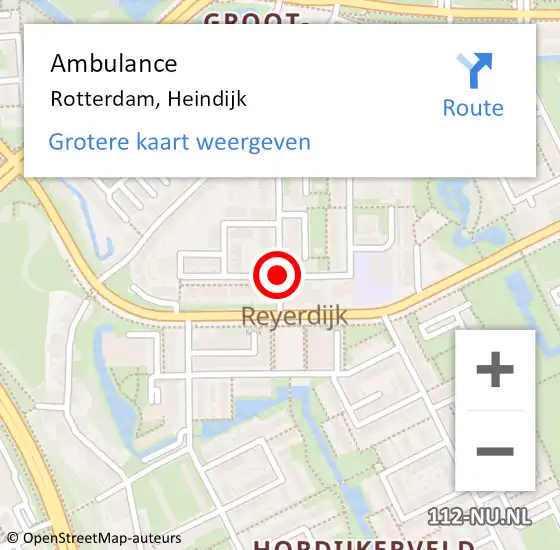Locatie op kaart van de 112 melding: Ambulance Rotterdam, Heindijk op 18 december 2017 15:52