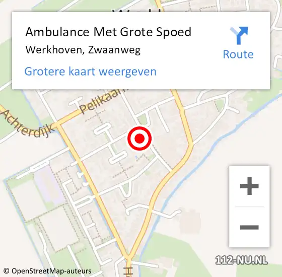 Locatie op kaart van de 112 melding: Ambulance Met Grote Spoed Naar Werkhoven, Zwaanweg op 18 december 2017 16:18