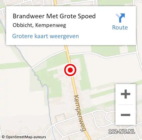 Locatie op kaart van de 112 melding: Brandweer Met Grote Spoed Naar Obbicht, Kempenweg op 18 december 2017 16:26