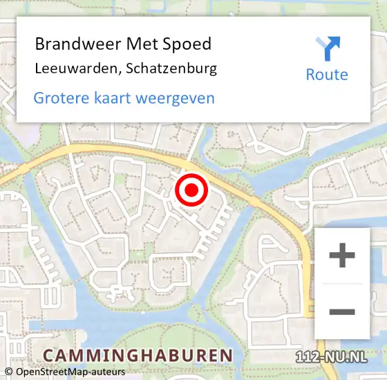 Locatie op kaart van de 112 melding: Brandweer Met Spoed Naar Leeuwarden, Schatzenburg op 18 december 2017 16:43