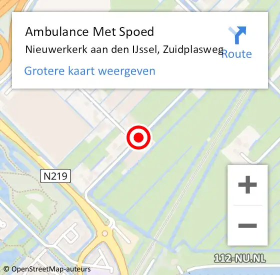 Locatie op kaart van de 112 melding: Ambulance Met Spoed Naar Nieuwerkerk aan den IJssel, Zuidplasweg op 18 december 2017 16:49