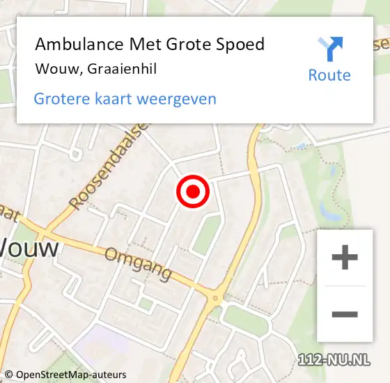 Locatie op kaart van de 112 melding: Ambulance Met Grote Spoed Naar Wouw, Graaienhil op 18 december 2017 17:17