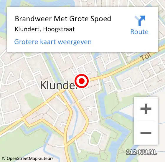 Locatie op kaart van de 112 melding: Brandweer Met Grote Spoed Naar Klundert, Hoogstraat op 18 december 2017 17:26