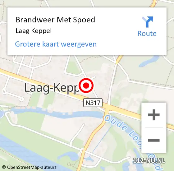 Locatie op kaart van de 112 melding: Brandweer Met Spoed Naar Laag Keppel op 18 december 2017 17:36