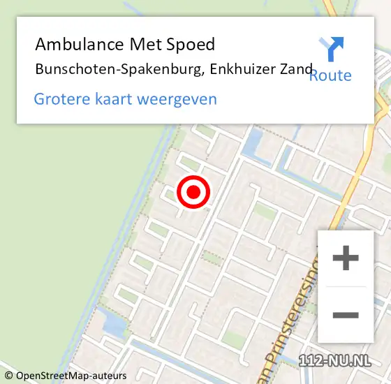 Locatie op kaart van de 112 melding: Ambulance Met Spoed Naar Bunschoten-Spakenburg, Enkhuizer Zand op 18 december 2017 17:48