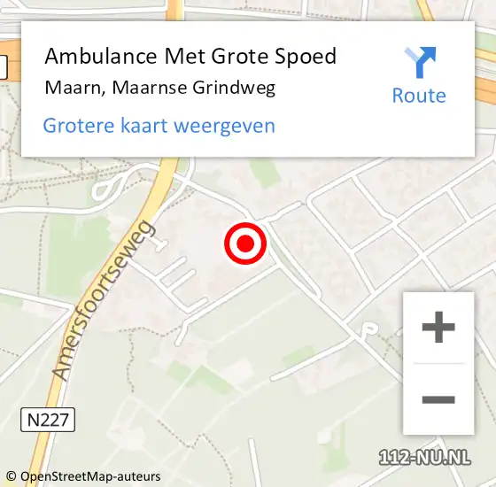 Locatie op kaart van de 112 melding: Ambulance Met Grote Spoed Naar Maarn, Maarnse Grindweg op 18 december 2017 17:54