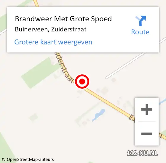 Locatie op kaart van de 112 melding: Brandweer Met Grote Spoed Naar Buinerveen, Zuiderstraat op 18 december 2017 17:59