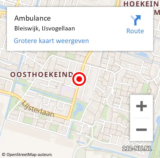 Locatie op kaart van de 112 melding: Ambulance Bleiswijk, IJsvogellaan op 18 december 2017 18:01