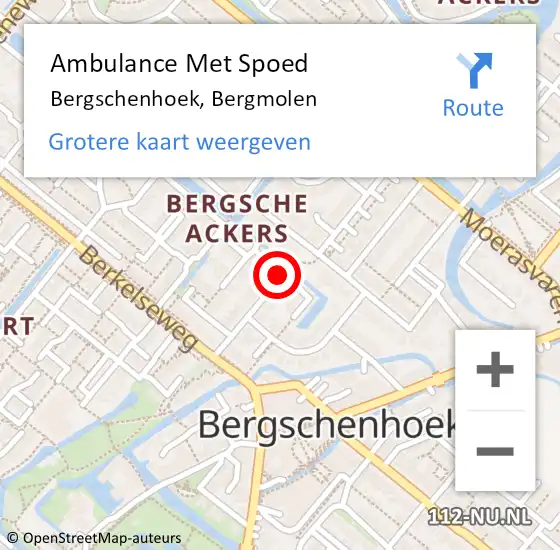 Locatie op kaart van de 112 melding: Ambulance Met Spoed Naar Bergschenhoek, Bergmolen op 18 december 2017 18:03