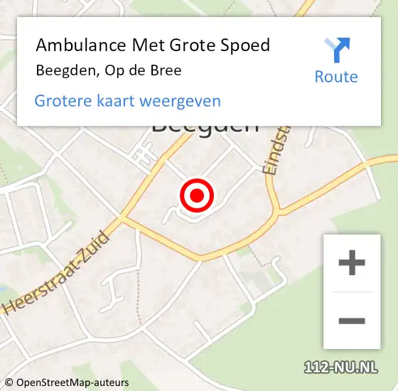 Locatie op kaart van de 112 melding: Ambulance Met Grote Spoed Naar Beegden, Op de Bree op 18 december 2017 18:42