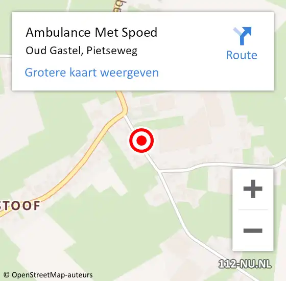 Locatie op kaart van de 112 melding: Ambulance Met Spoed Naar Oud Gastel, Pietseweg op 18 december 2017 19:03