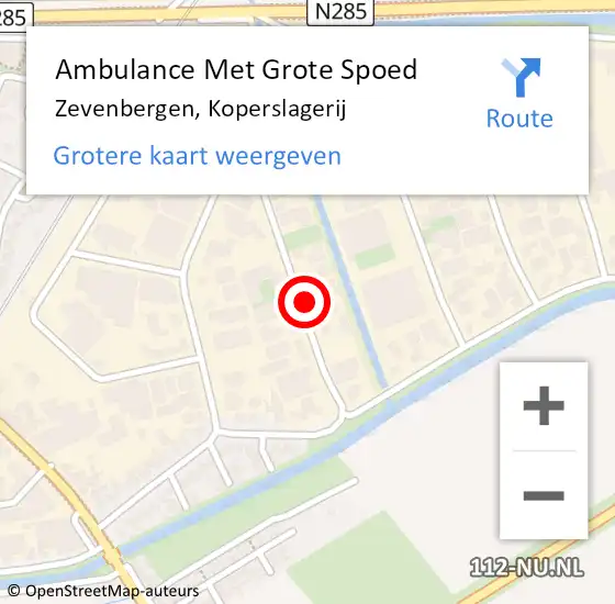 Locatie op kaart van de 112 melding: Ambulance Met Grote Spoed Naar Zevenbergen, Koperslagerij op 18 december 2017 19:42