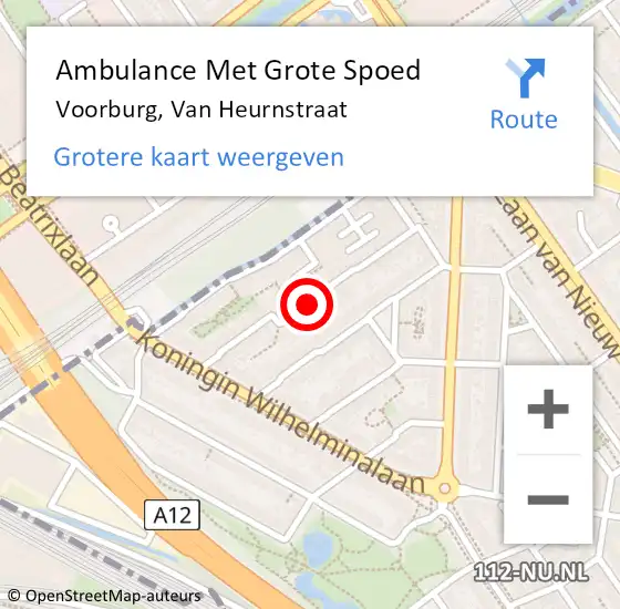 Locatie op kaart van de 112 melding: Ambulance Met Grote Spoed Naar Voorburg, Van Heurnstraat op 18 december 2017 19:48