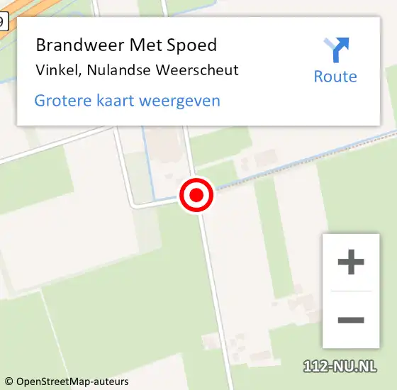 Locatie op kaart van de 112 melding: Brandweer Met Spoed Naar Vinkel, Nulandse Weerscheut op 18 december 2017 20:38