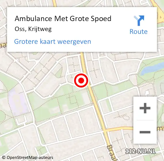 Locatie op kaart van de 112 melding: Ambulance Met Grote Spoed Naar Oss, Krijtweg op 18 december 2017 20:40