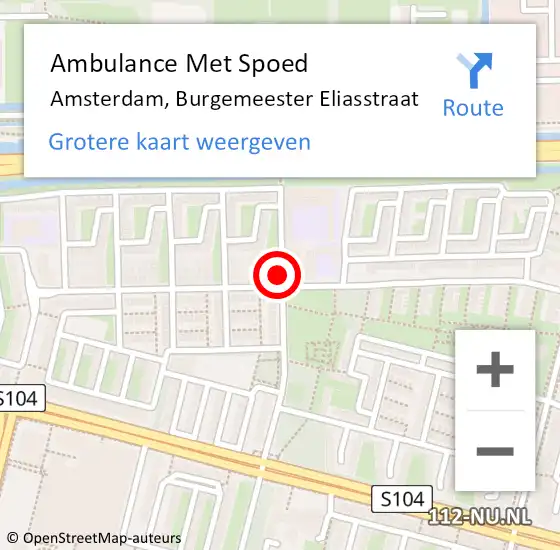 Locatie op kaart van de 112 melding: Ambulance Met Spoed Naar Amsterdam, Burgemeester Eliasstraat op 18 december 2017 23:17