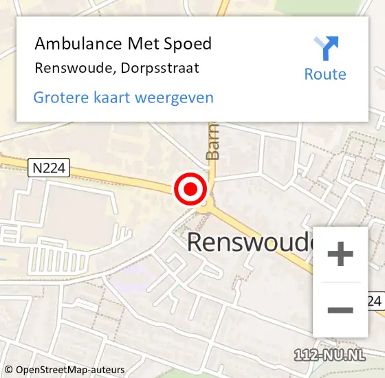 Locatie op kaart van de 112 melding: Ambulance Met Spoed Naar Renswoude, Dorpsstraat op 19 december 2017 01:29