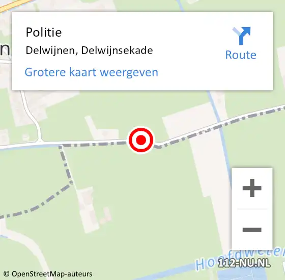Locatie op kaart van de 112 melding: Politie Delwijnen, Delwijnsekade op 19 december 2017 04:57