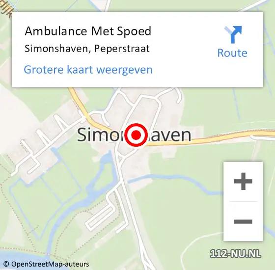 Locatie op kaart van de 112 melding: Ambulance Met Spoed Naar Simonshaven, Peperstraat op 19 december 2017 05:39