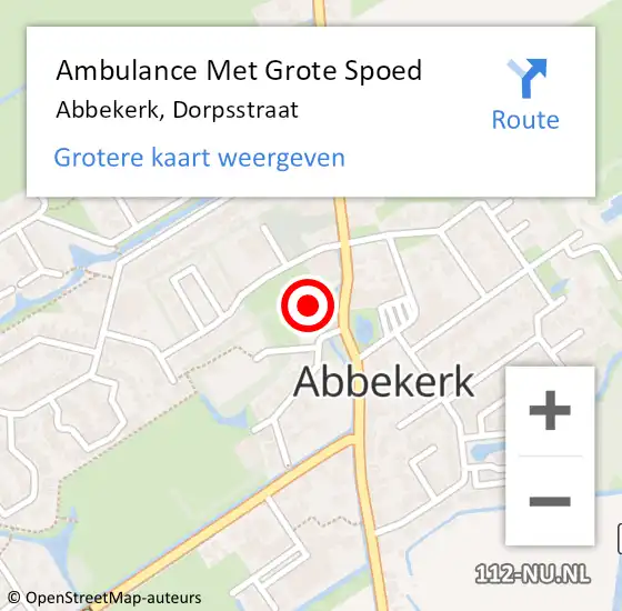 Locatie op kaart van de 112 melding: Ambulance Met Grote Spoed Naar Abbekerk, Dorpsstraat op 19 december 2017 06:08