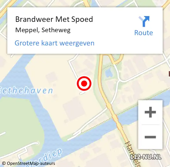 Locatie op kaart van de 112 melding: Brandweer Met Spoed Naar Meppel, Setheweg op 19 december 2017 06:39