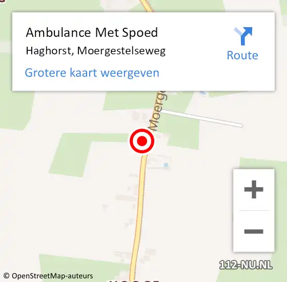 Locatie op kaart van de 112 melding: Ambulance Met Spoed Naar Haghorst, Moergestelseweg op 19 december 2017 07:51